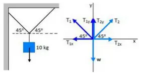 Particles in one-dimensional equilibrium – application of Newton's first law problems and solutions 2